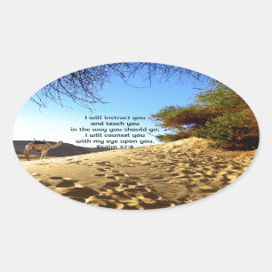 Bibelverse Inspiration Zitat Psalm 32:8 Ovaler Aufkleber
