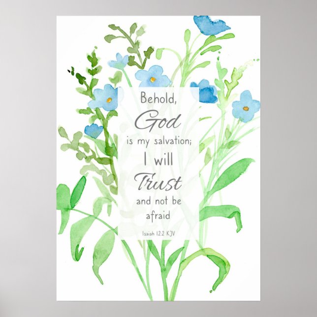 Bibelverse Isaiah 12:2 Flachs-Wildblumen Poster (Vorne)