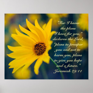 Bibelverse Jeremiah 29:11, Gelbe Wildblume Poster