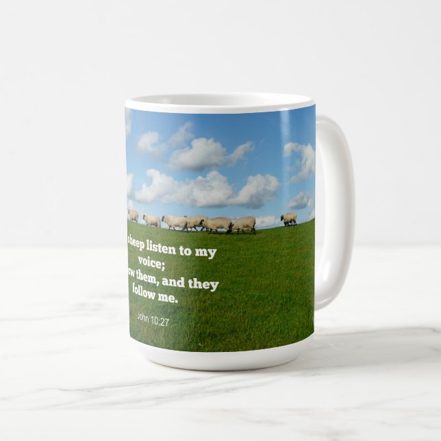 Bibelverse, John 10:27, Mein Schaf... Kaffeetasse (VorderseiteRechts)