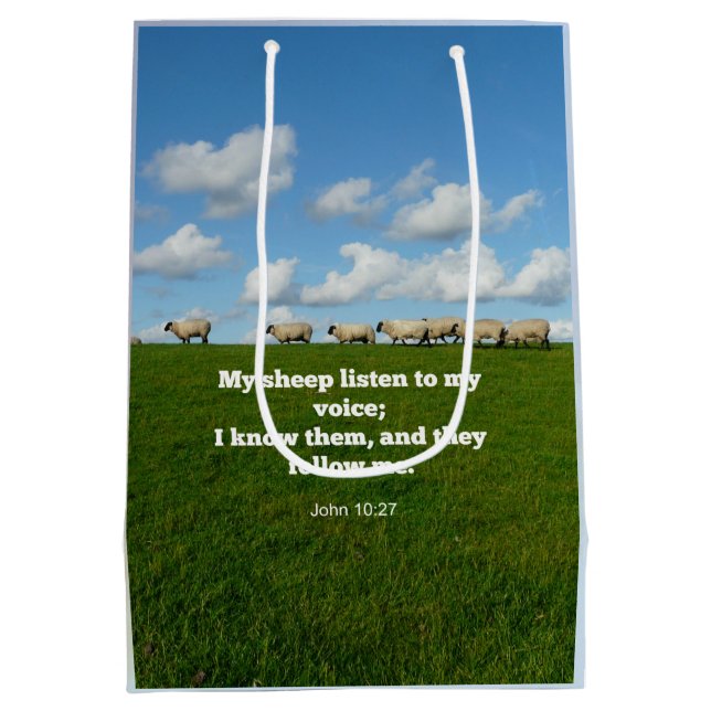Bibelverse, John 10:27, Mein Schaf... Mittlere Geschenktüte (Rückseite)