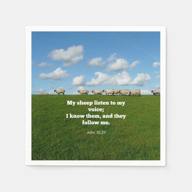Bibelverse, John 10:27, Mein Schaf... Serviette (Vorderseite)