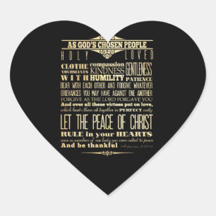 Bibelverse - Kolossians 3:12-13 Herz-Aufkleber