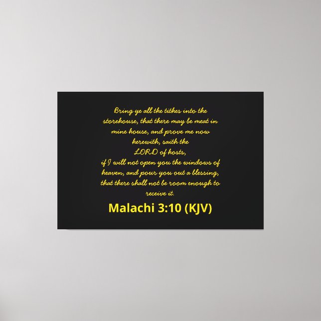 Bibelverse Malachi 3:10 (KJV) Neujahrstag Leinwanddruck (Vorderseite)