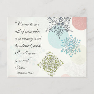 Bibelverse Matthew 11:28 Vintage Design Postkarte
