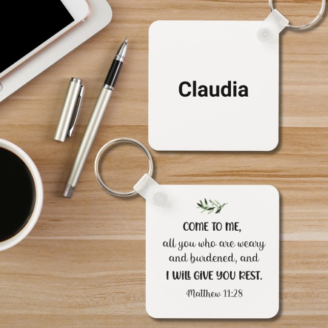 Bibelverse Matthew Olive Square Schlüsselanhänger (Von Creator hochgeladen)