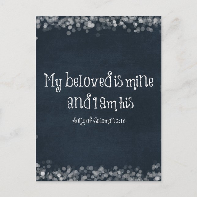 Bibelverse : Mein Geliebter ist meins und ich bin  Ankündigungspostkarte (Vorderseite)