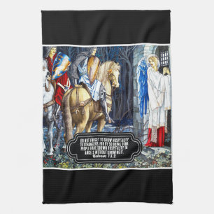 Bibelverse mit William Morris Angel Print Geschirrtuch