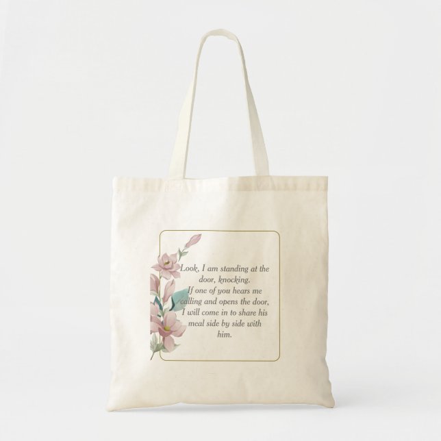 Bibelverse Offenbarung 3:20 Tote Bag-n3 Tragetasche (Vorne)