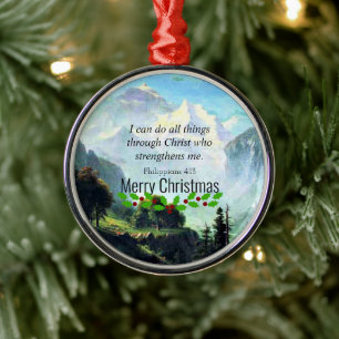 Bibelverse, Phil 4:13, Weihnachten, Ornament Aus Metall