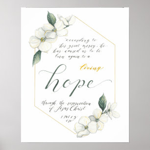 Bibelverse print, 1 Peter 1:3, Dogwood-Blume Poster