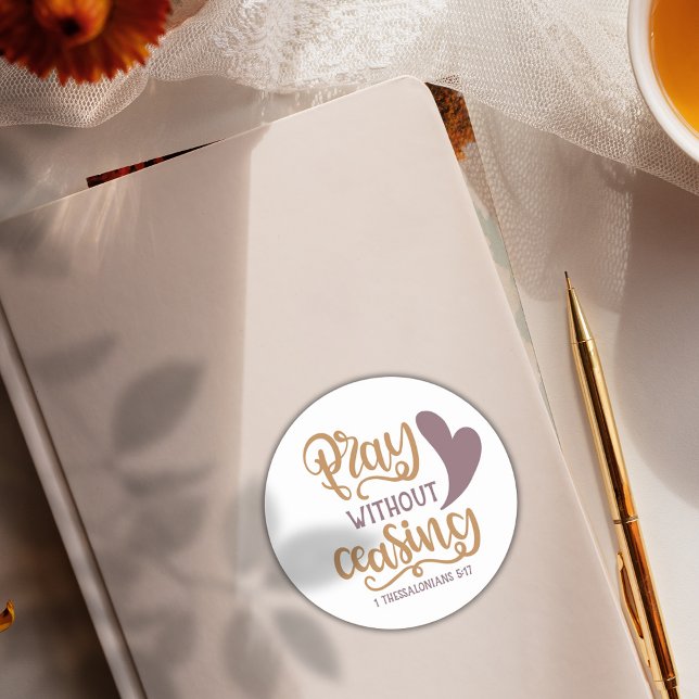 Bibelverse ✝️ unaufhörliches Gebet Runder Aufkleber (Bible Verse Encouraging ✝️ Unceasing Prayer Classic Round Sticker)