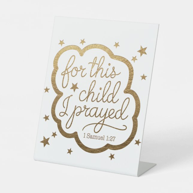 Bibelverse von 1 Samuel 1:27 Sockelschild (Vorderseite)