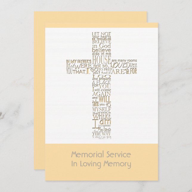 Bibelverse von John 14 Memorial Service 11 Einladung (Vorne/Hinten)