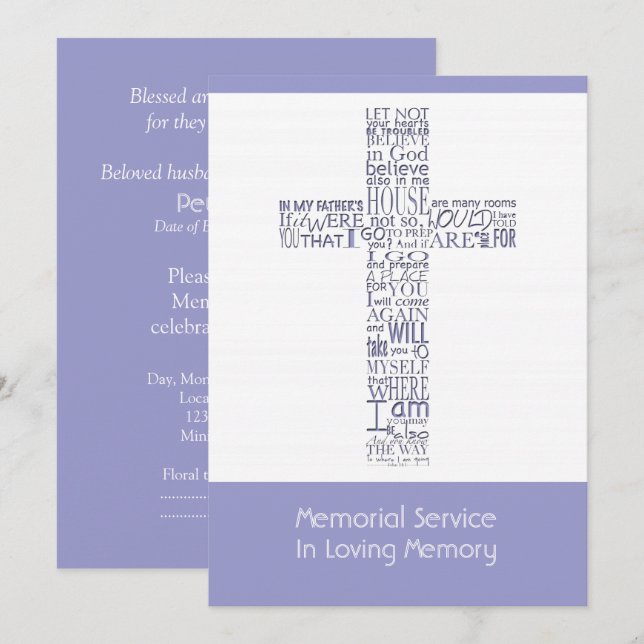 Bibelverse von John 14 Memorial Service 6 Einladung (Vorne/Hinten)