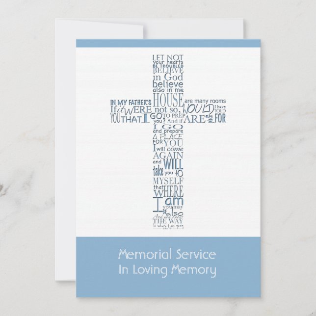 Bibelversen von John 14 Memorial Service 9 Einladung (Vorderseite)