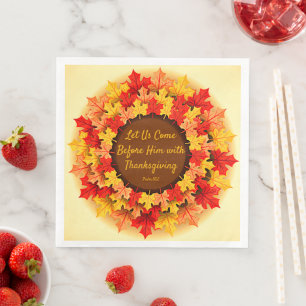 Bibelzitat Herbstblätter Erntedankfest Serviette
