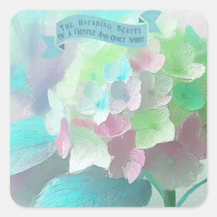 Bibelzitate Mütter, Ölgemalte Orthensia-Blume Quadratischer Aufkleber