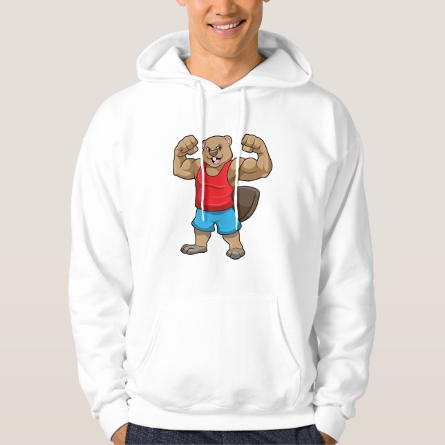 Biber als Bodybuilder mit großen Oberarmen Hoodie (Vorderseite)