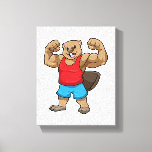 Biber als Bodybuilder mit großen Oberarmen Leinwanddruck