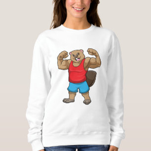Biber als Bodybuilder mit großen Oberarmen Sweatshirt