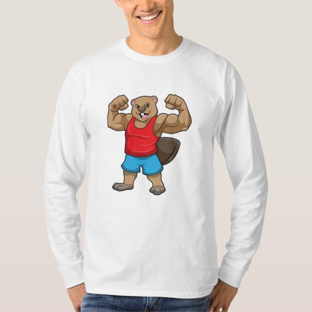 Biber als Bodybuilder mit großen Oberarmen T-Shirt (Vorderseite)