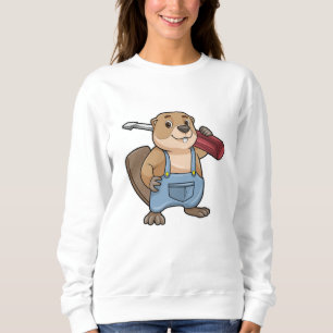 Biber als Handwerker mit Schraubendreher Sweatshirt