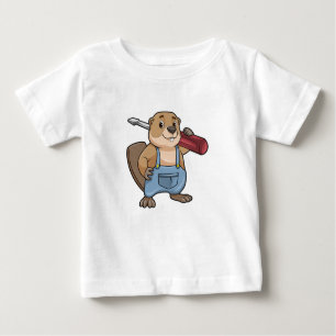 Biber als Handwerker mit Wrench Baby T-shirt