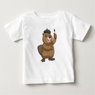 Biber als Maler mit Pinsel Baby T-shirt
