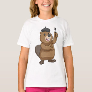 Biber als Maler mit Pinsel T-Shirt