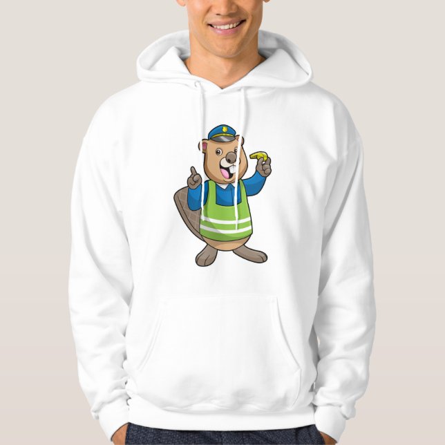 Biber als Polizeibeamter mit Pfeifen Hoodie (Vorderseite)