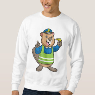 Biber als Polizeibeamter mit Pfeifen Sweatshirt