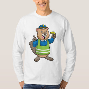 Biber als Polizeibeamter mit Pfeifen T-Shirt