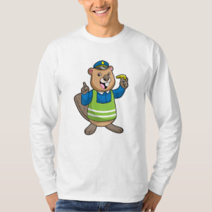 Biber als Polizeibeamter mit Pfeifen T-Shirt