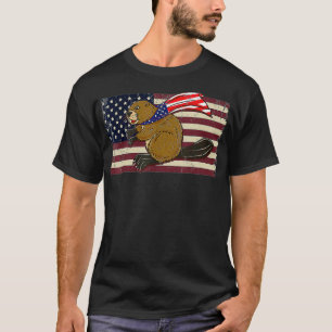 Biber-Amerikanische-Flagge T-Shirt