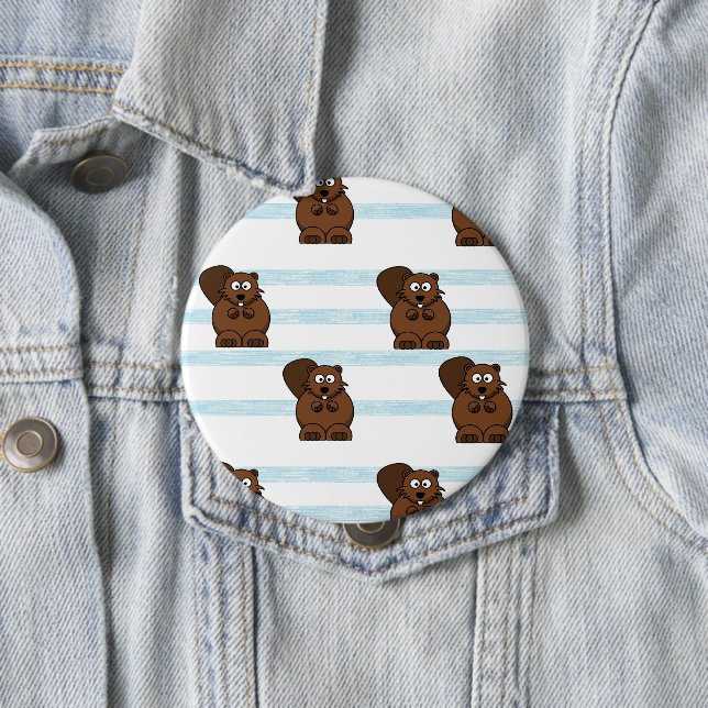 Biber auf blauen Streifen Button (Beispiel)