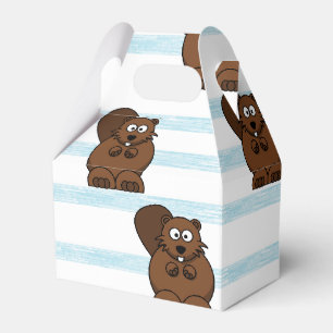 Biber auf blauen Streifen Geschenkschachtel