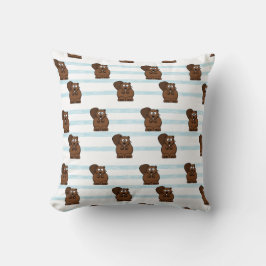 Biber auf blauen Streifen Kissen