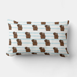 Biber auf blauen Streifen Lendenkissen