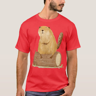 Biber auf einem Baumstamm T-Shirt