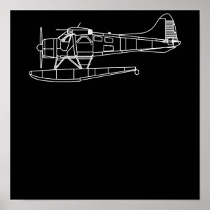 Biber auf Flohsee Flugzeug Piot Funny Geschenk Poster