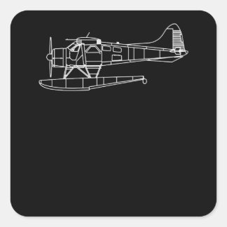 Biber auf Flugzeug in Schwimmbecken Quadratischer Aufkleber