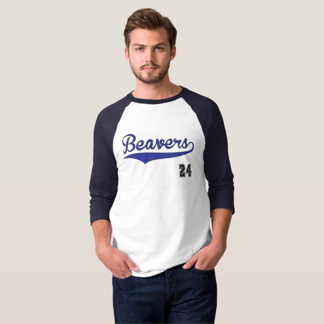 Biber-Baseball-Grafik T-Shirt (Vorne ganz)