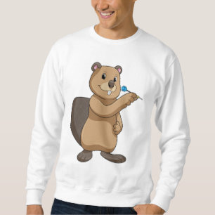 Biber bei Darts mit Dart Sweatshirt