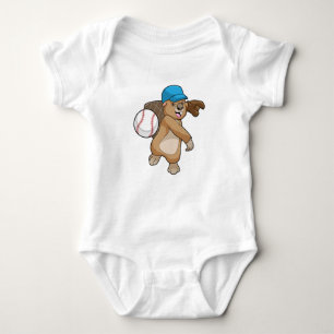 Biber beim Baseball Sport mit Cap Baby Strampler