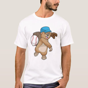 Biber beim Baseball Sport mit Cap T-Shirt
