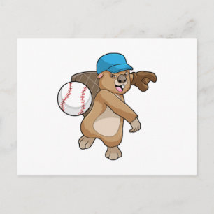 Biber beim Baseball-Sport mit Kappe Postkarte