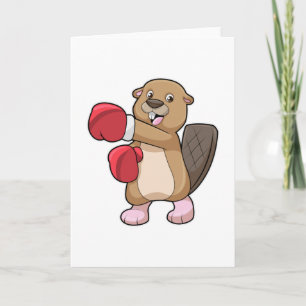 Biber beim Boxen mit Boxhandschuhen Karte