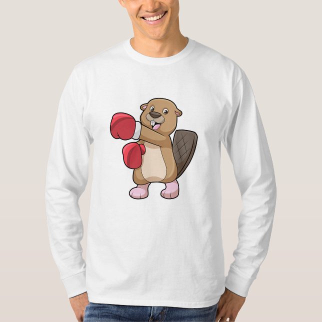 Biber beim Boxen mit Boxhandschuhen T-Shirt (Vorderseite)
