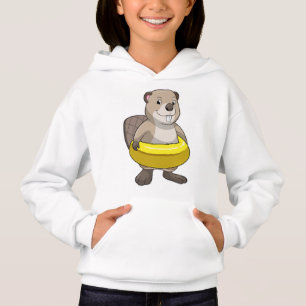 Biber beim Schwimmen mit Swimming-Ring Hoodie